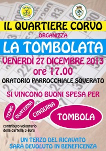 Soverato – Venerdì 27 dicembre tombolata organizzata dall’Associazione Quartiere Corvo