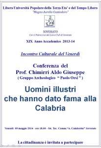 Soverato – Conferenza “Uomini illustri che hanno dato fama alla Calabria”