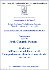 Soverato – Inaugurazione delle attività dell’Università della Terza Età