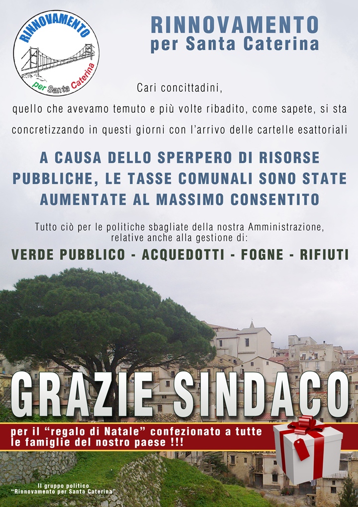 Manifesto - Grazie sindaco santa caterina 2014