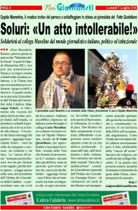 Il giornalista Musolino e l’«invito» ai fedeli del parroco di Oppido Mamertina