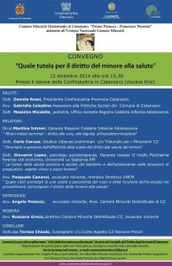 Catanzaro – Convegno “Quale tutela per il diritto del minore alla salute”